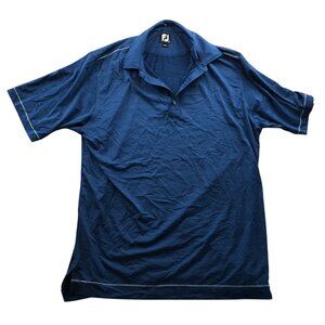 Footjoy Mens Polo Shirt Large Short Sleeve Blue Striped Classic Casual Pullover